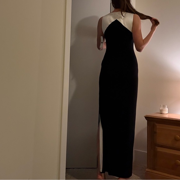 Lauren Ralph Lauren Evening Gown Black and White Dress with Sequin Detail - Picture 2 of 6